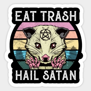 Eat Trash Hail Satan T-Shirt I Satanic Raccoon Sticker